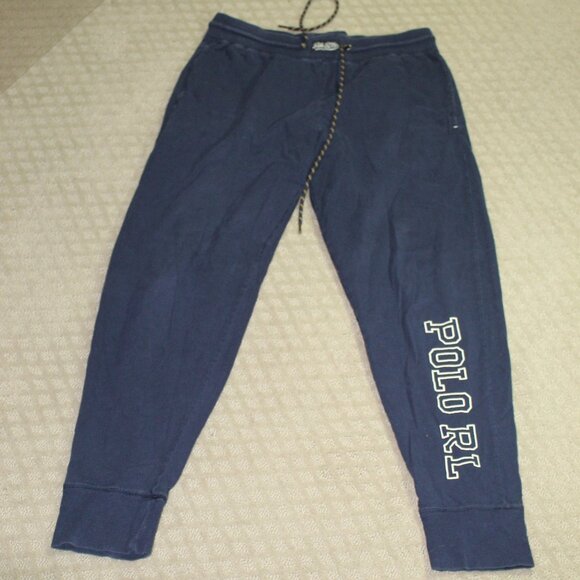 Polo Ralph Lauren Men's Size M 100% Cotton Blue Drawstring Pajama Jogger Pants - Picture 1 of 7